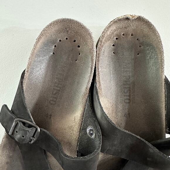 Mephisto Black Leather Sandals Size 41 EU / 10 US Comfort Slip On Buckle - Picture 3 of 6